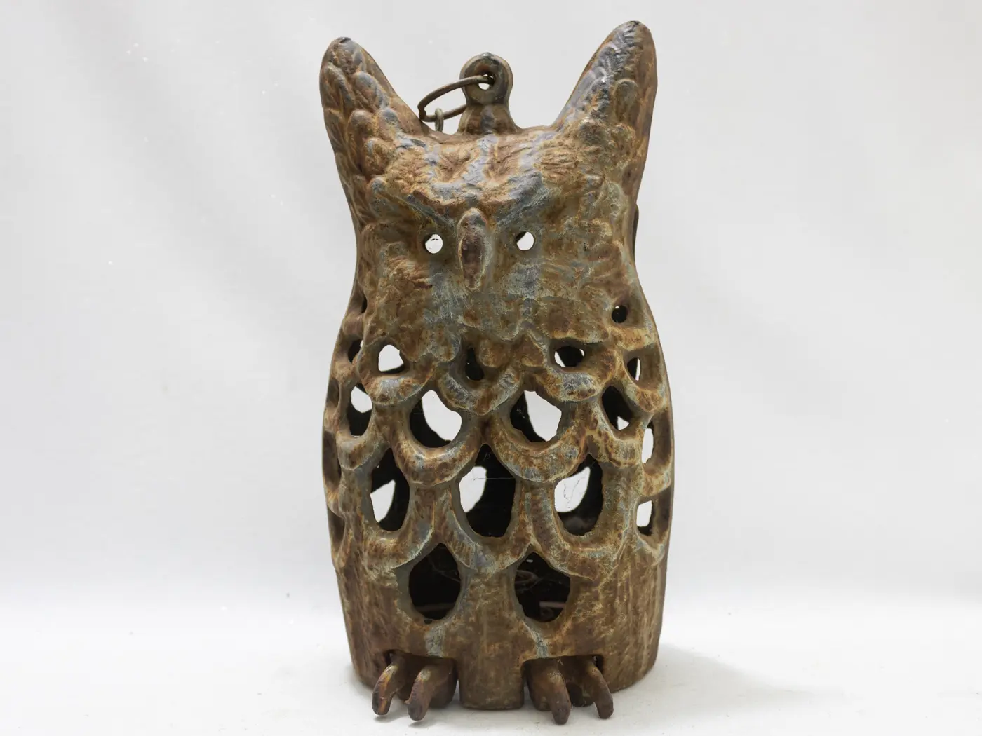 Lampe Photophore Chouette Hibou en fonte massive style rustique Lampe Photophore Chouette Hibou en fonte massive style rustique