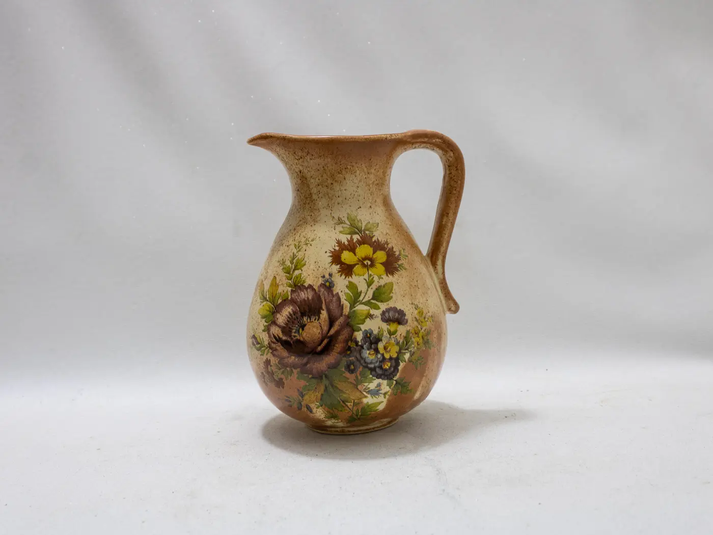 Pichet Floral Vintage en Céramique, Décoration Rustique Chic