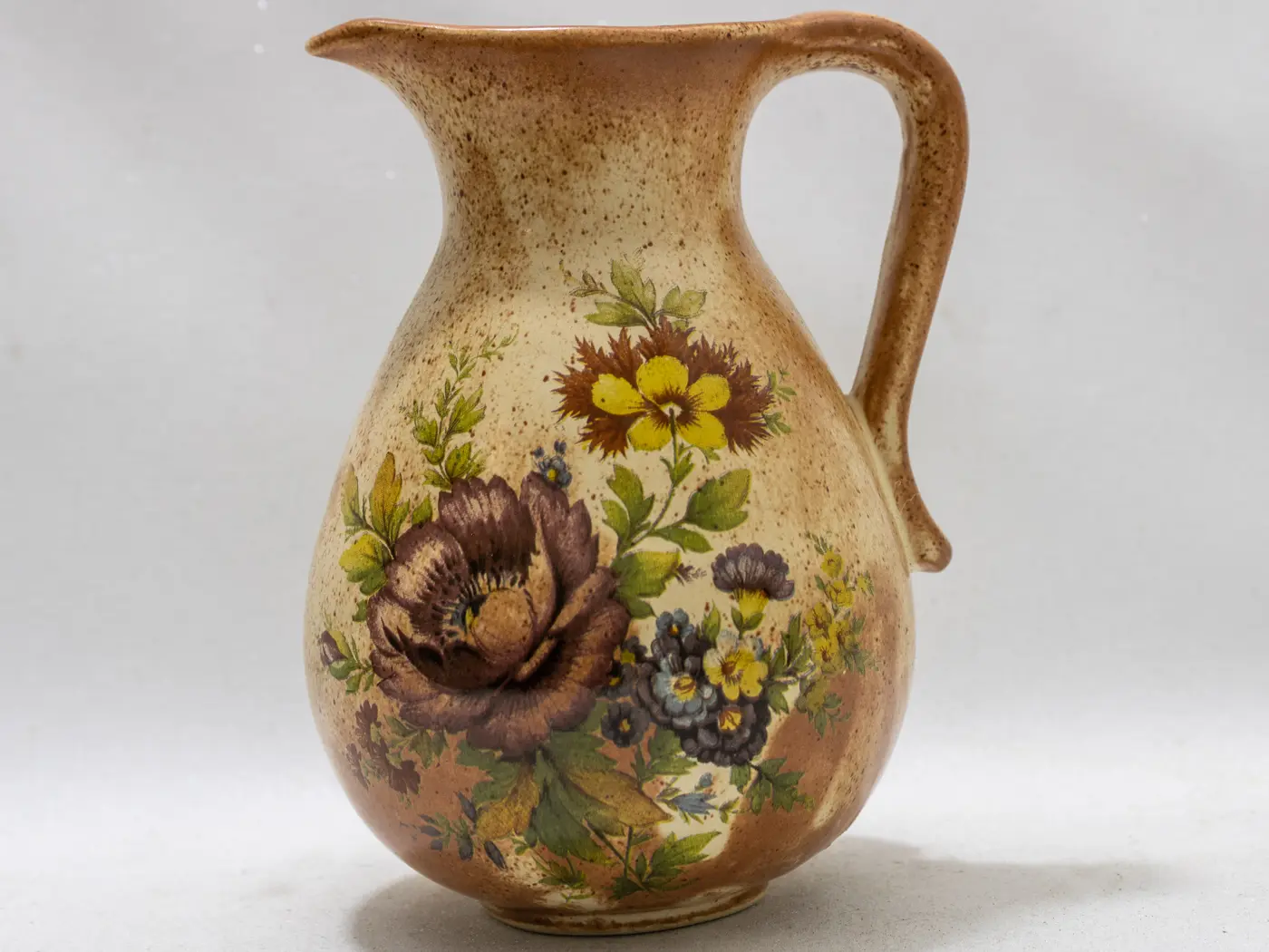 Pichet Floral Vintage en Céramique, Décoration Rustique Chic