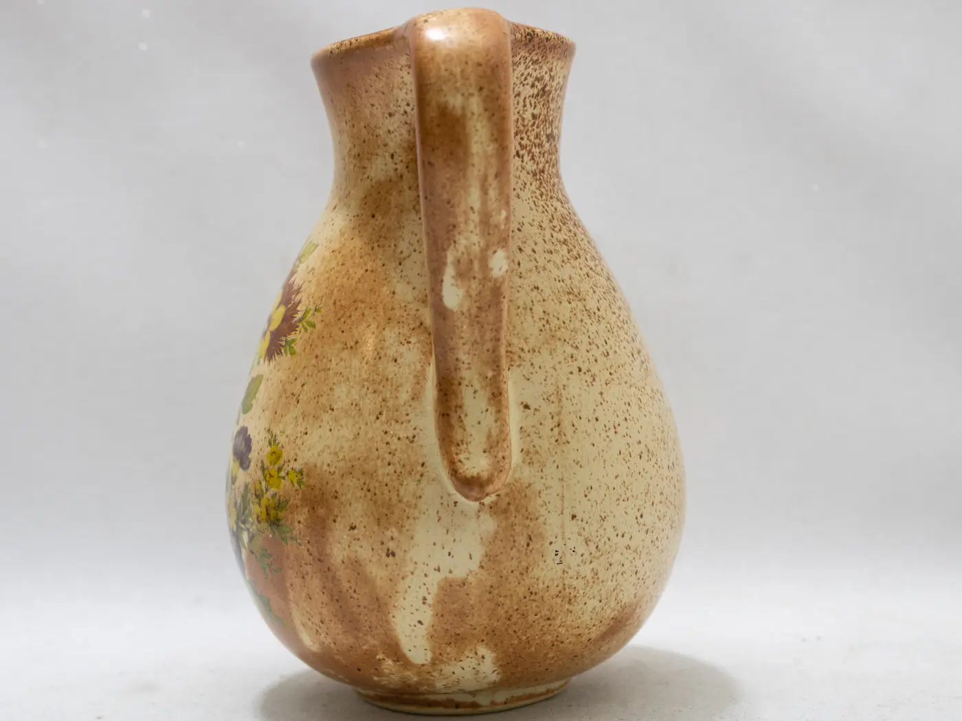 Pichet Floral Vintage en Céramique, Décoration Rustique Chic