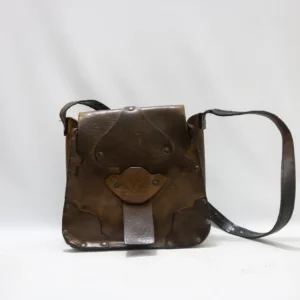 Sacoche vintage en cuir marron de style ethnique, à restaurer