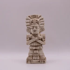 Statuette Tiki Maya Aztèque blanche, sculpture tribale ethnique